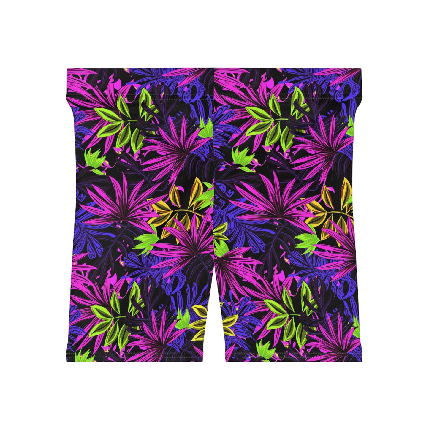 Purple Floral Biker Shorts