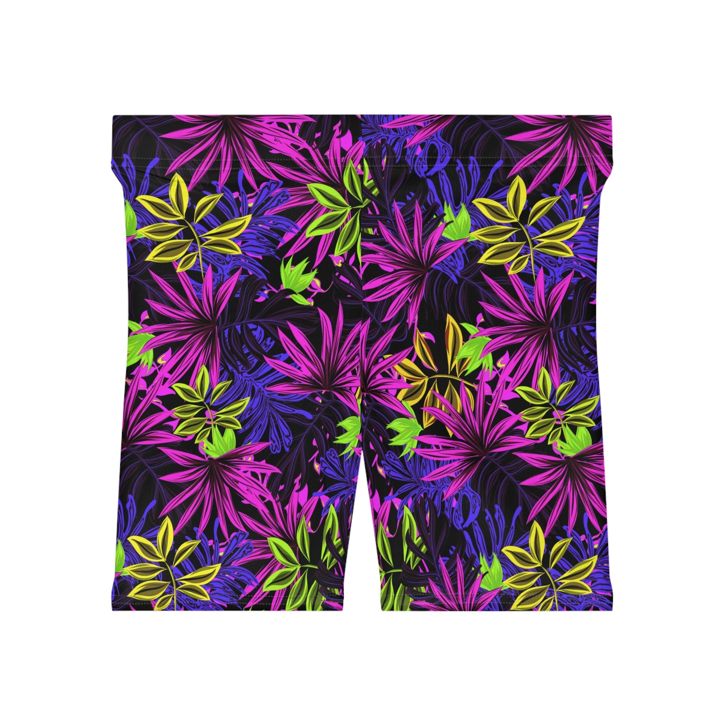 Purple Floral Biker Shorts