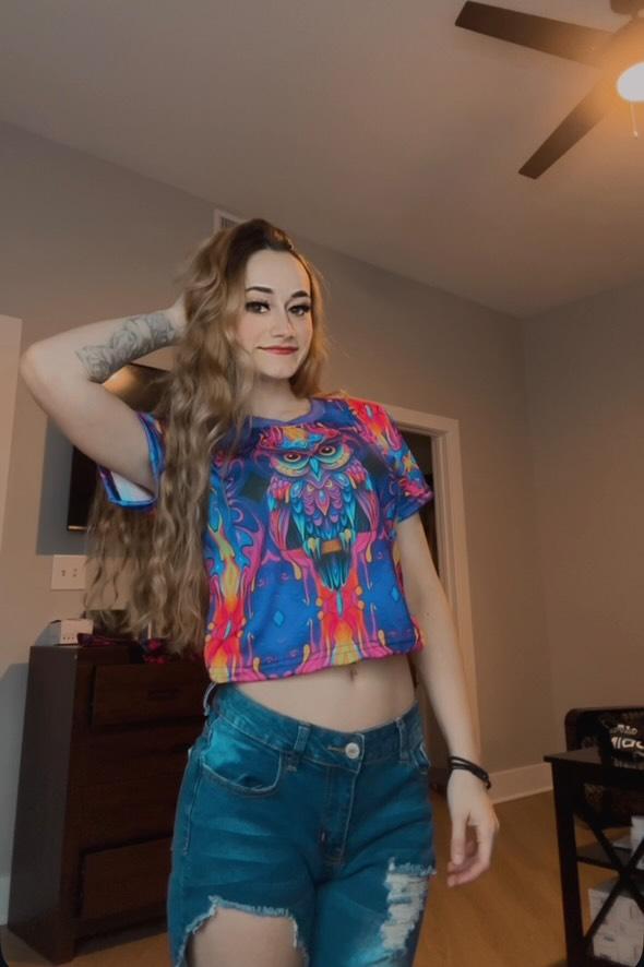 Trippy Owl Crop Top