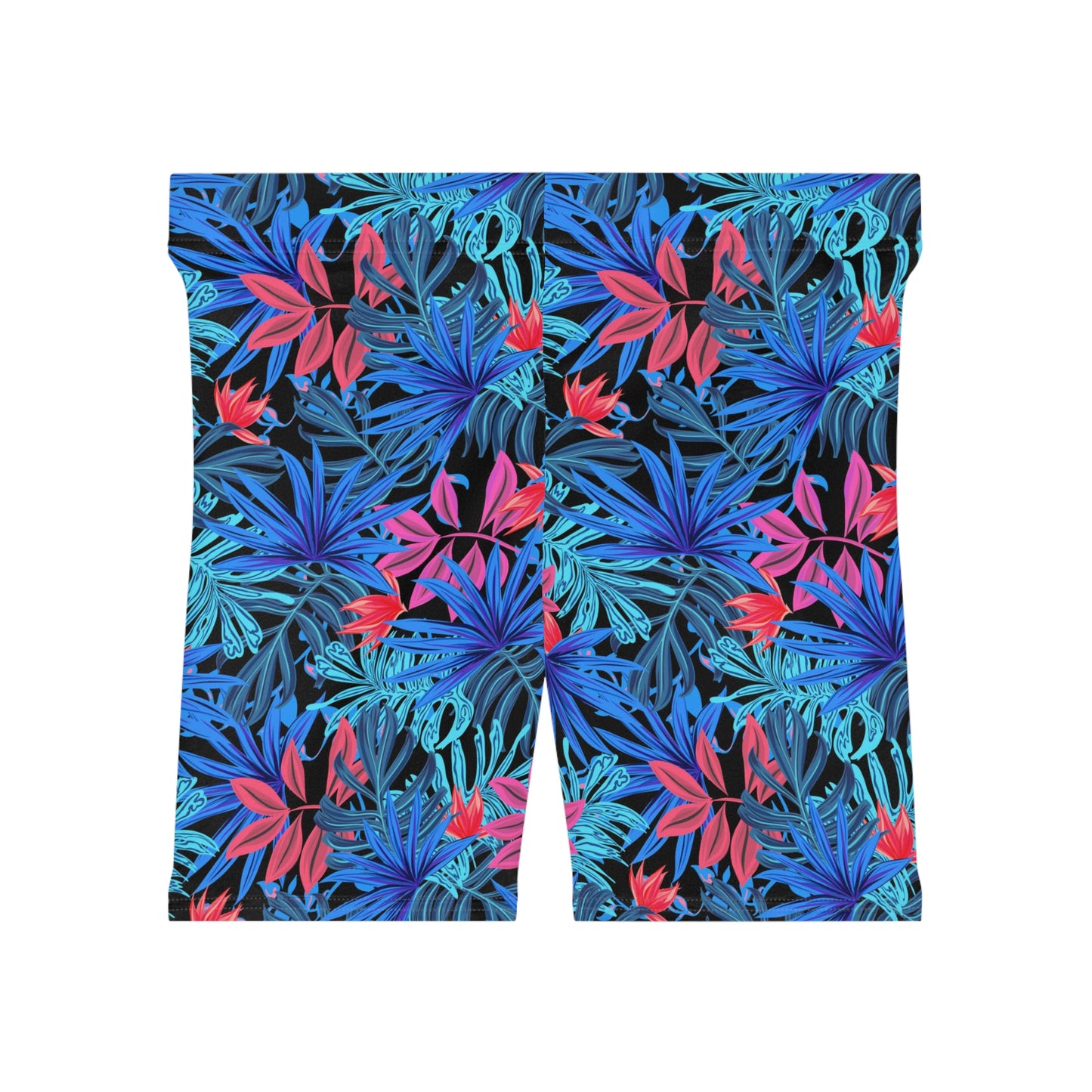 Blue Floral Biker Shorts