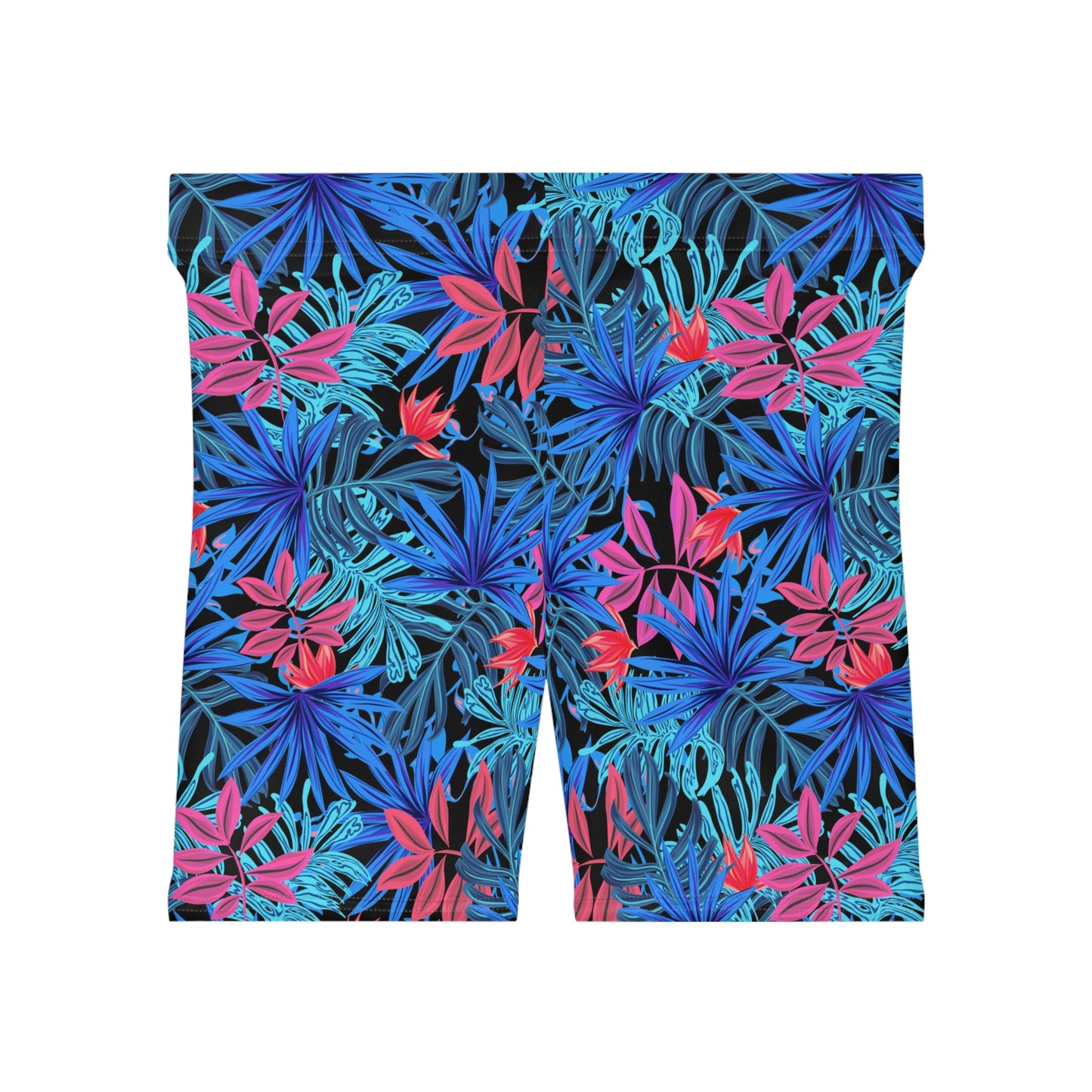Blue Floral Biker Shorts