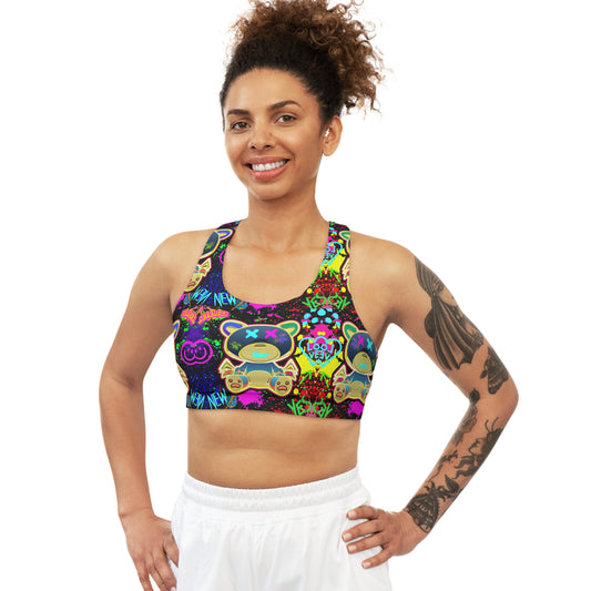 Graffiti Bear Sports Bra