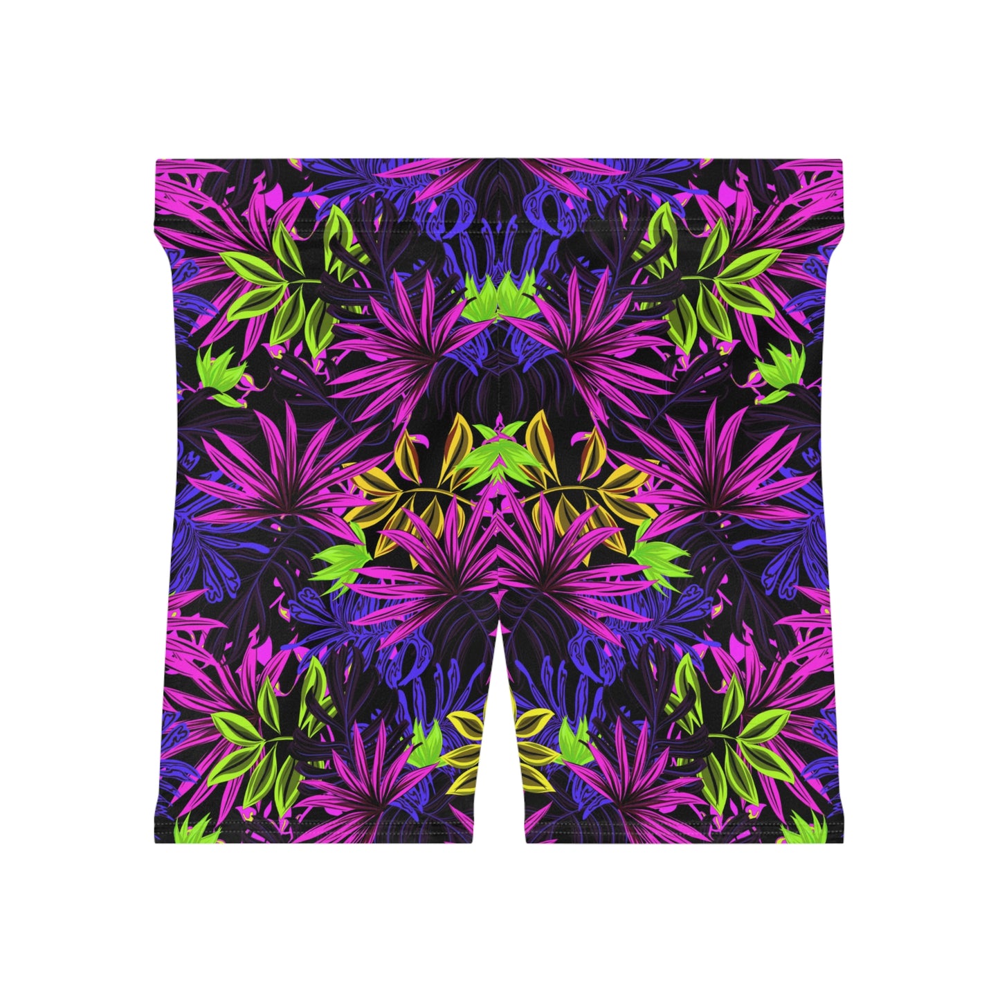 Purple Floral Biker Shorts