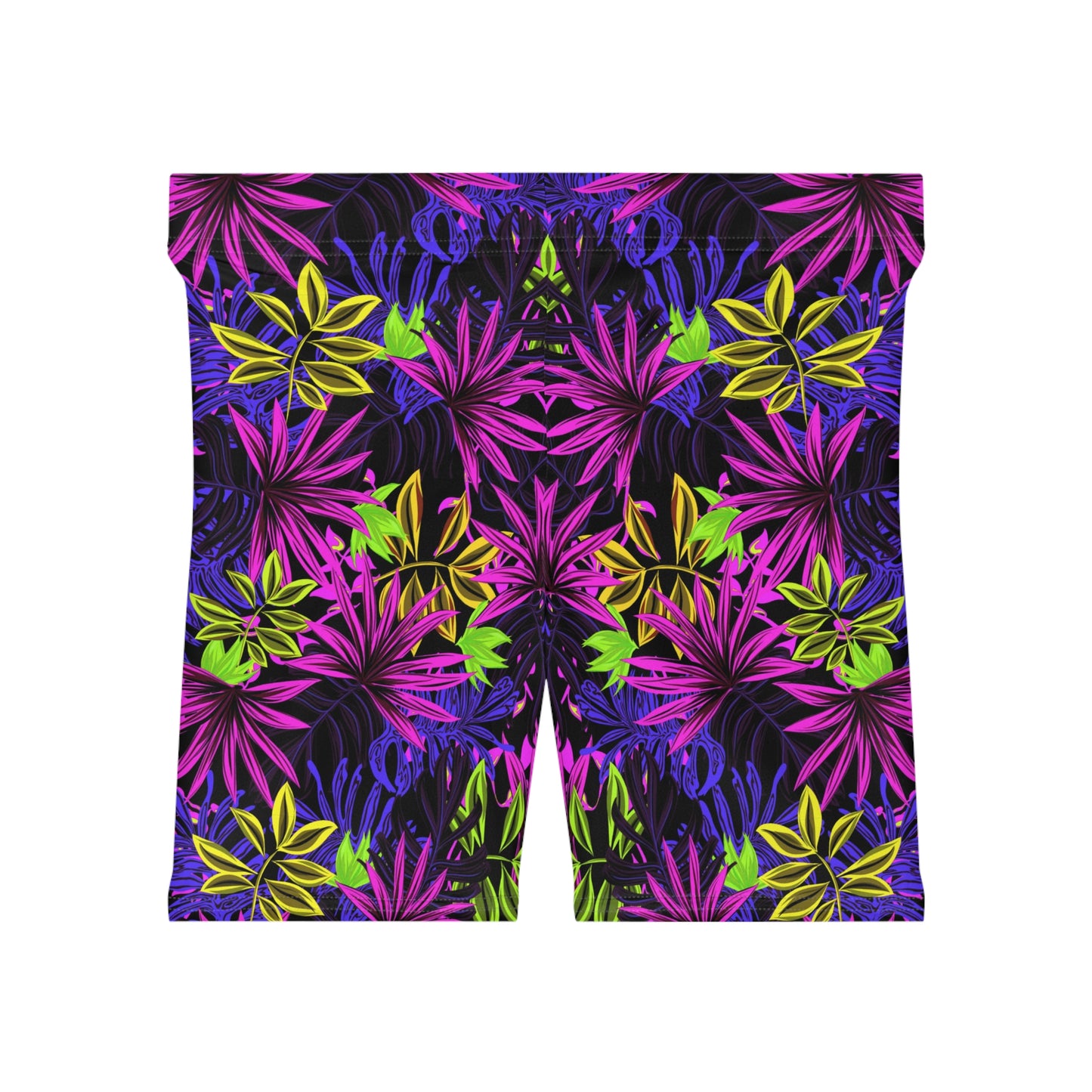 Purple Floral Biker Shorts