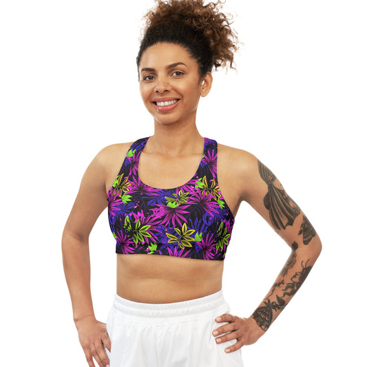 Floral Purple Sports Bra